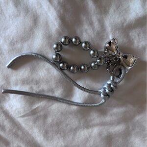 Silver Bow & Bead Keychain Charm for the Phone